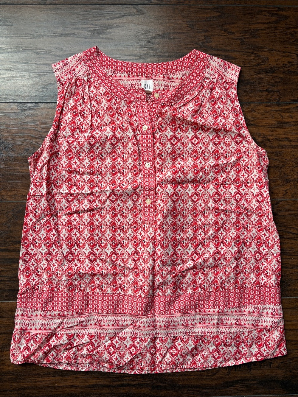 GAP Red Printed Sleeveless Henley Camisole